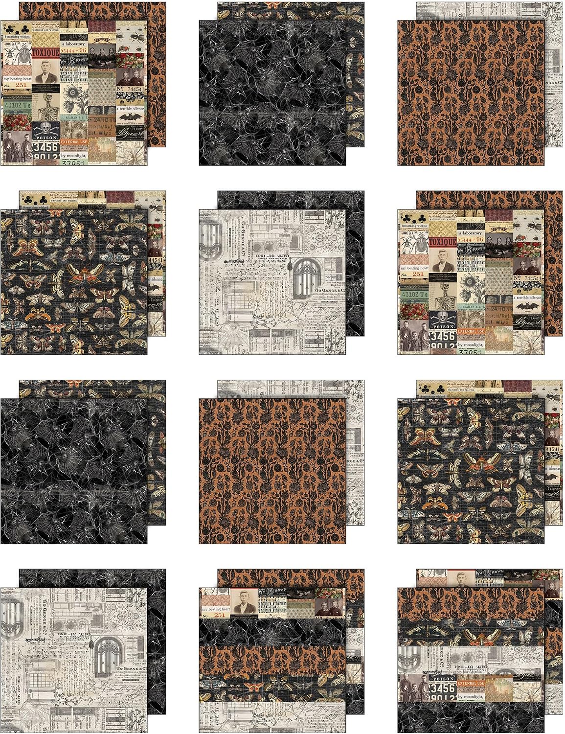 Tim Holtz Palette Collection Halloween 8"x 8" Decorative Double-Sided Paper Packs - 2 Pack Bundle