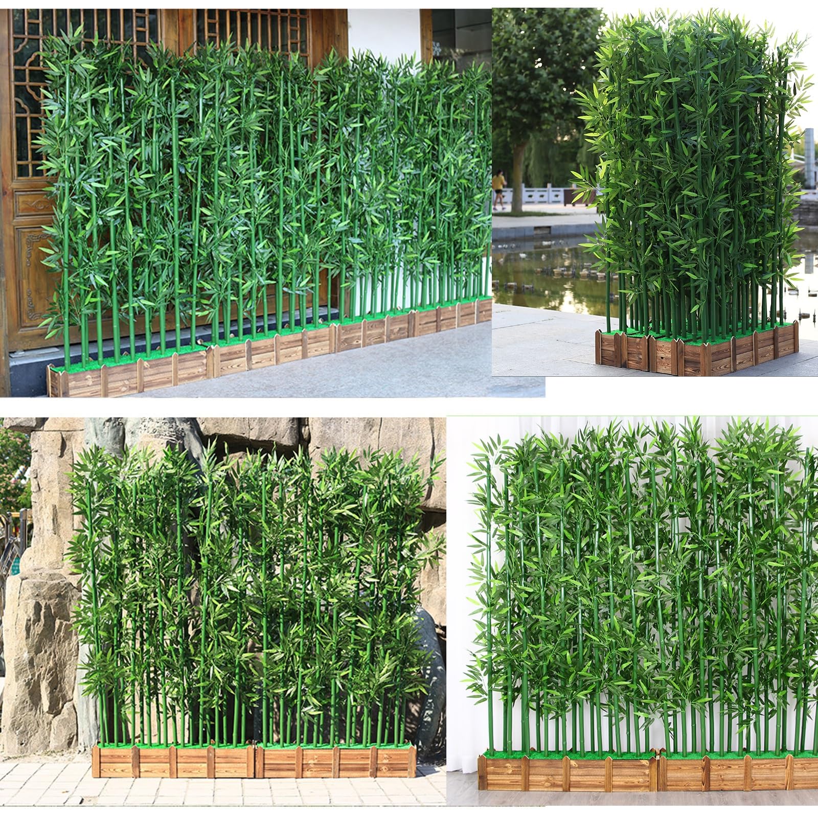 Jexine 2 Alberi Di Bambù Artificiali Alti 152 Cm | Tronco Naturale E Foglie Di Seta | Piante Finte In Vaso Con Cemento | Decorazione Casa E Ufficio