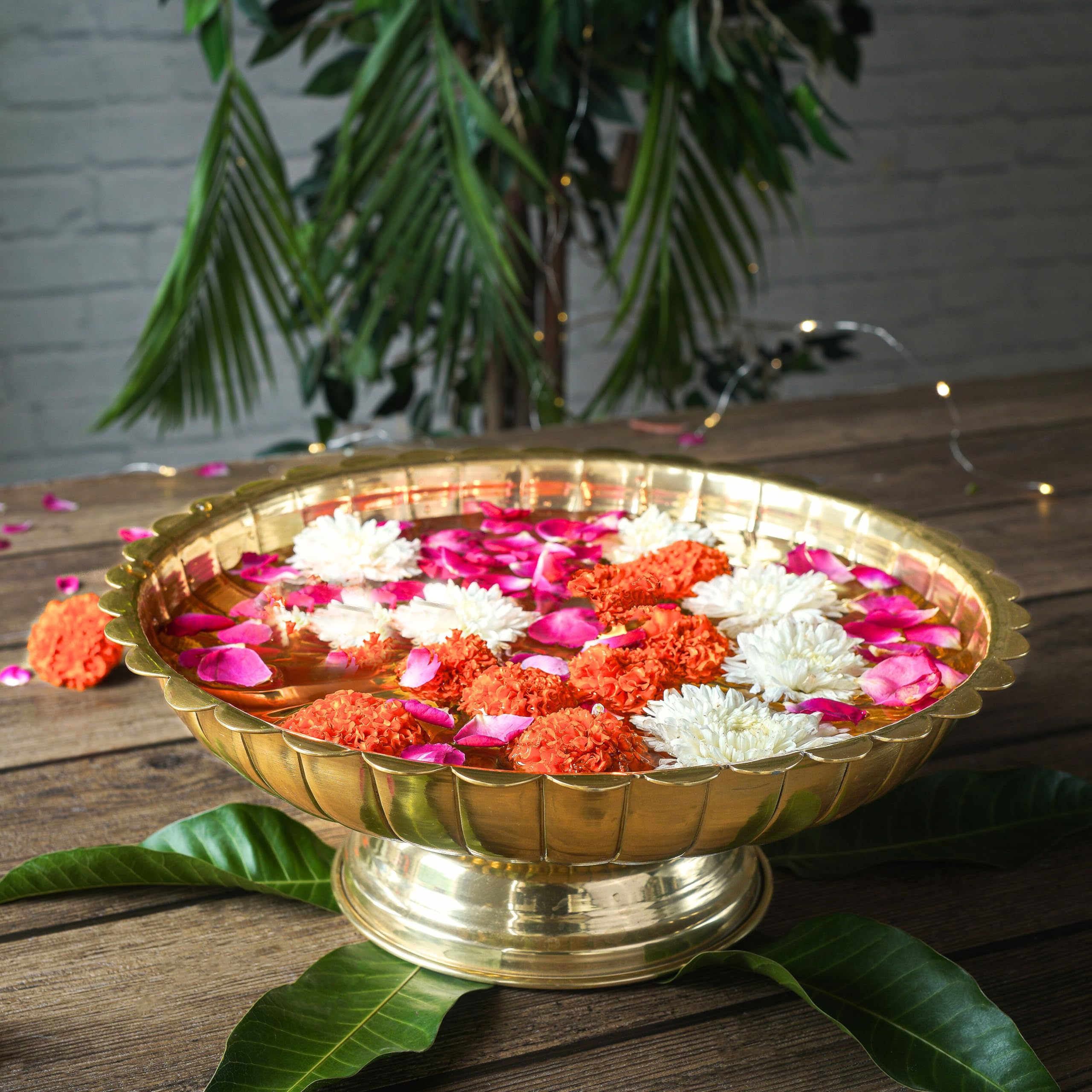 BEHOMA Aluminium Lotus Design Urli Bowl for Home Decor || Aluminium Round Tray for Living Room Dining Office Center Table Decoration Diwali, Festival || Flower Urli, Gold, Large 1 PC 2000 ml (B0CP24MDYH) Amazon Price History, Amazon Price Tracker