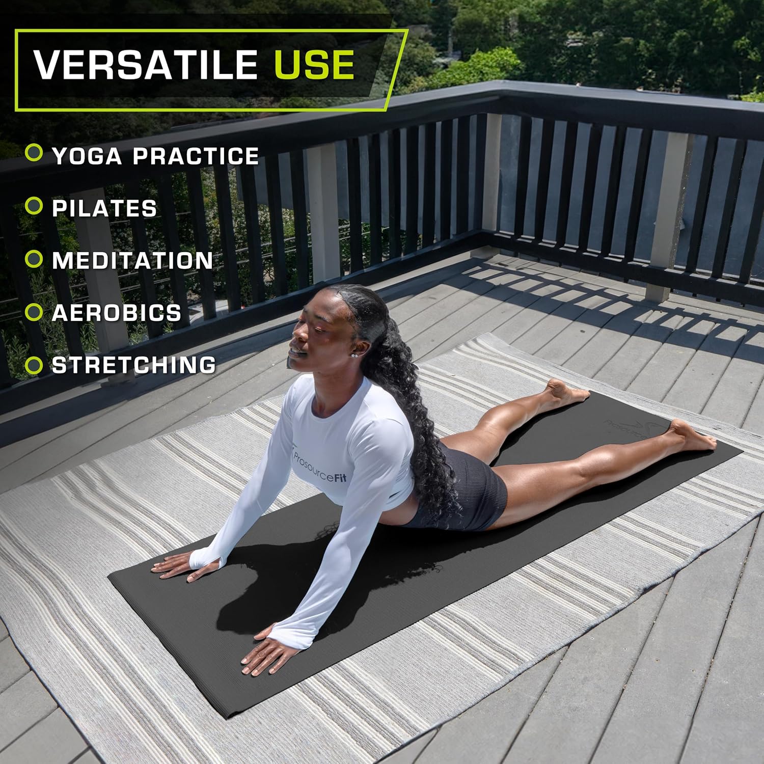 ProsourceFit Classic Yoga Mat 1/8” (3mm) Thick, Extra Long 72-Inch Lightweight Fitness Mat with Non-Slip Grip for Yoga, Pilates, Exercise
