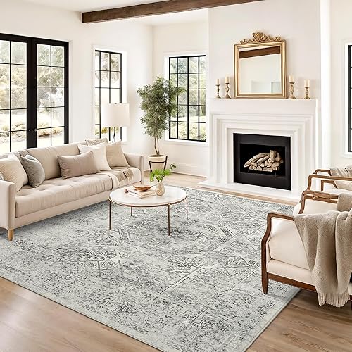 Miniatura 72 de Alfombras de Área de 9x12 para Sala de Estar, Alfombras Vintage Antideslizantes Lavables a Máquina, Alfombra Grande Ligera de Pelo Bajo para