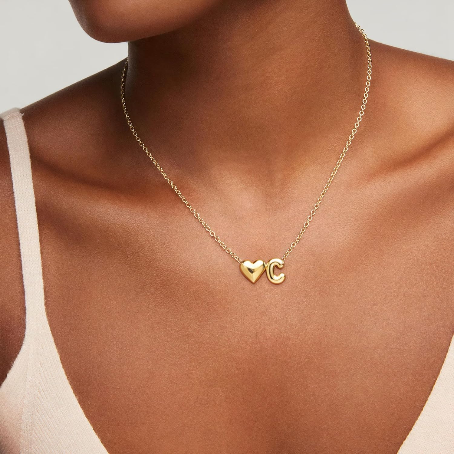 Initial Necklace for Women Teen - 14K Gold Plated A-Z Heart Initial Necklaces for Women Tiny Heart Necklace Jewelry for Wome Birthday Personalized Valentine's Day Gifts Trend Stocking Stuffers for Teen - Image 2