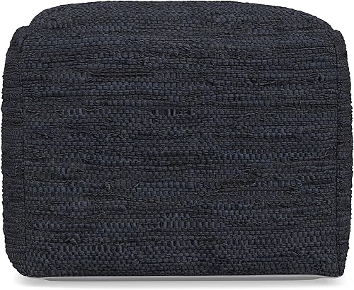 Miniatura 29 de SIMPLIHOME Grady Puf cuadrado contemporáneo en tono tierra marrón tejido a mano para la sala de estar, el dormitorio y la habitación de los niños