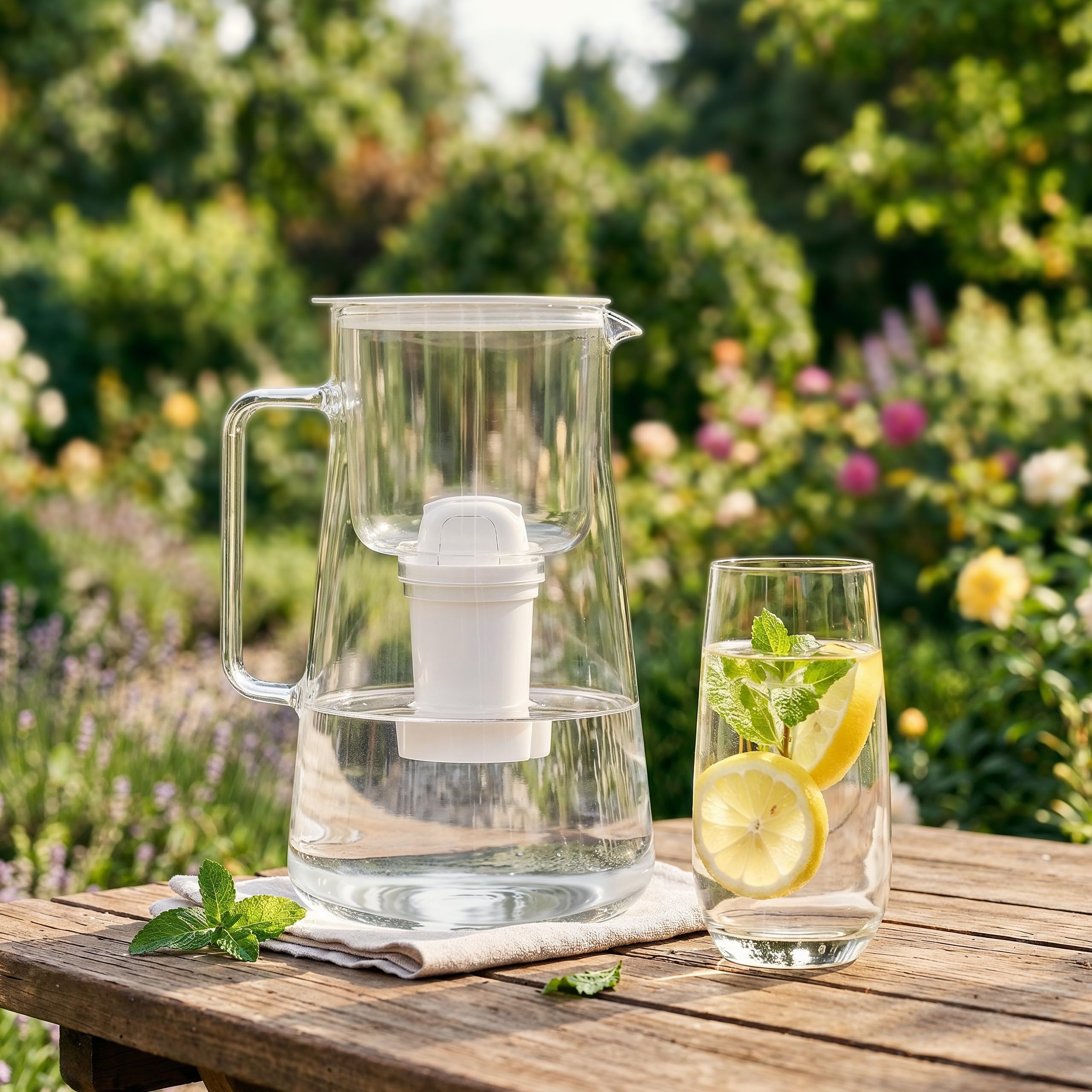 Aquafloow Glas Wasserfilter-Kanne 3L, Borosilikatglas, Premium Design, spülmaschinenfest, inkl. Filterkartusche – für Trinkwasser, reduziert Kalk und Chlor, weiß Küche, Haushalt & Wohnen