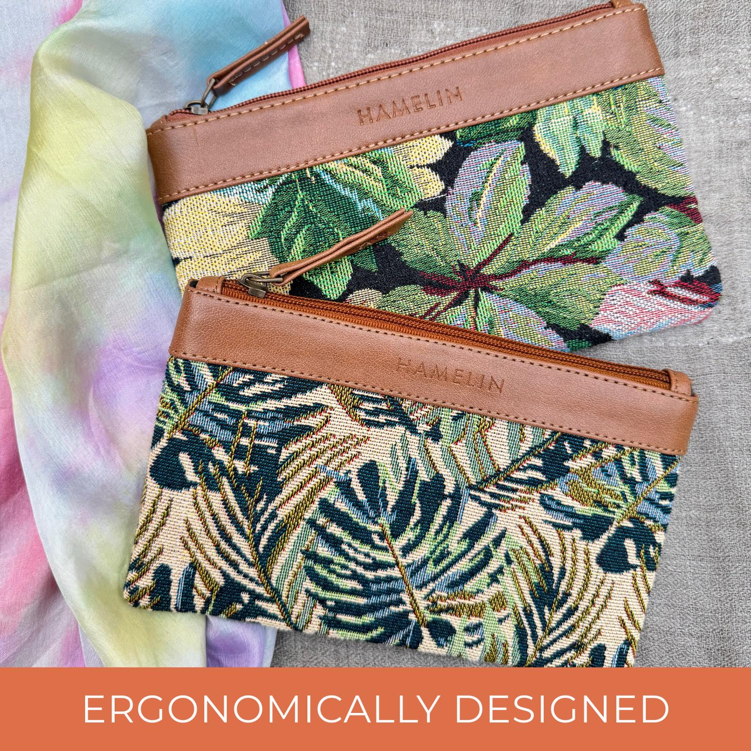 Hamelin Multi-Purpose Pouch | Stylish Vegan Leather Purse for Travel | Pencil, Makeup & Travel Pouch |Small Purse| Travel Organizer | Set of 2 for Women & Girls (Patio)| Ideal Gift for Woman 4