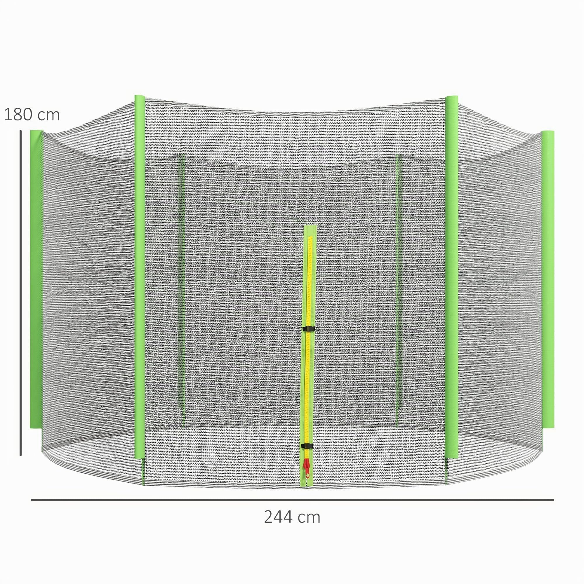 SPORTNOW Red de Seguridad para Cama Elástica Ø244 cm 6 Postes Rectos Verde | Red de Trampolín Redondo, para Exterior, Protectora para Cama Elástica
