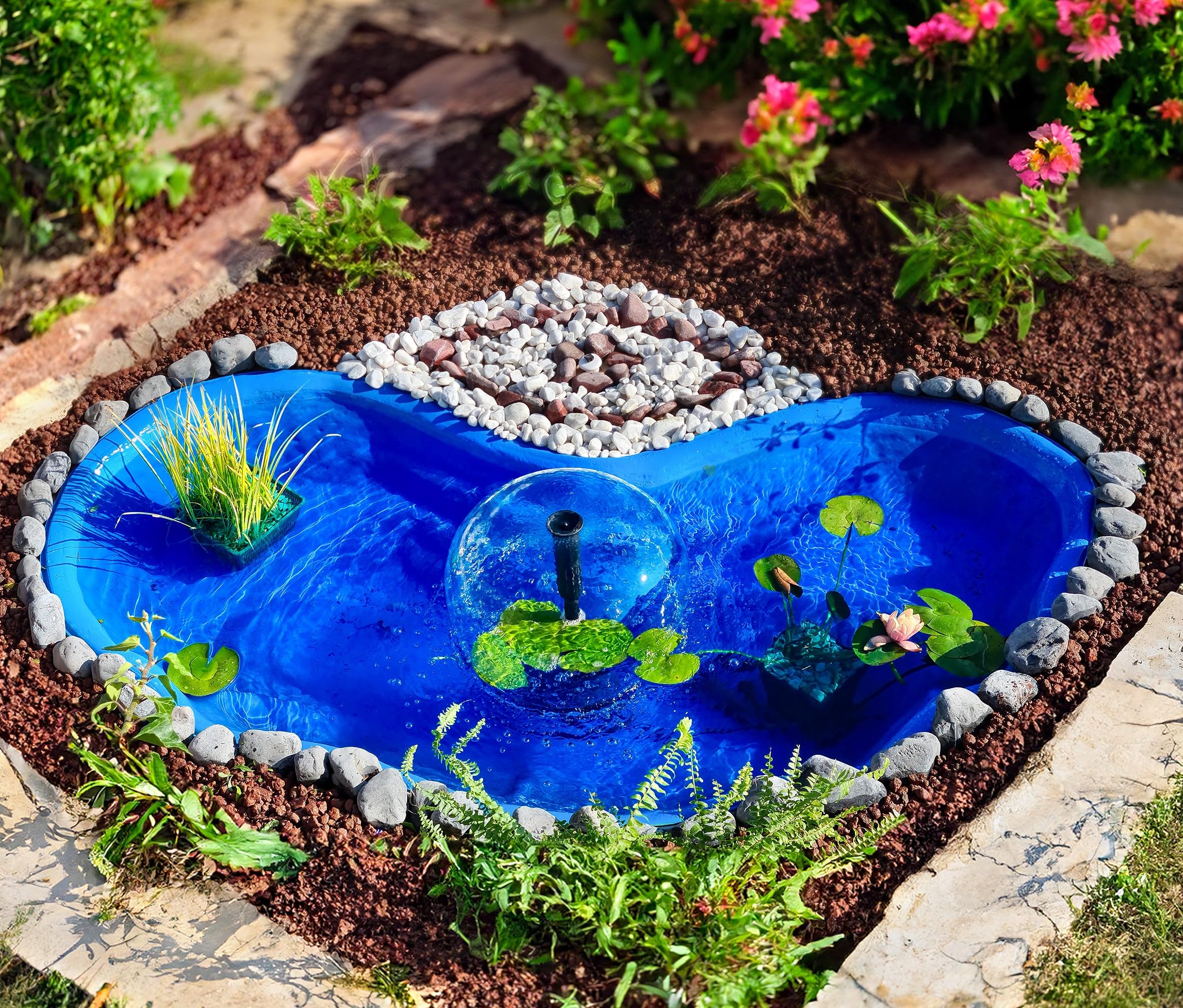 Giardini d'Acqua Estanque Preformado Modelo Nemi Azùl 180 x 100 x 36 Capacidad 270 Lt Pecera Plantas Palustres Bricolaje Jardin