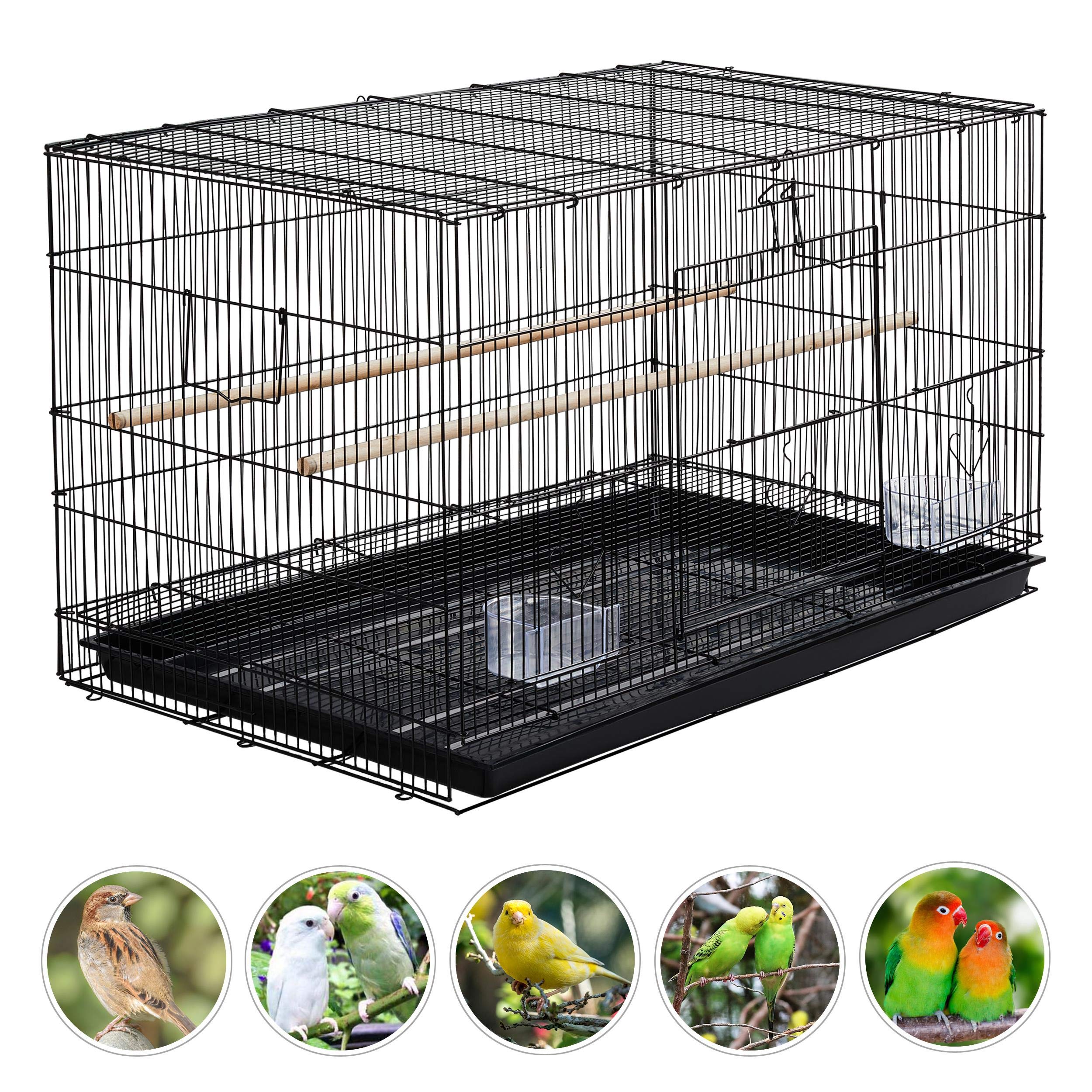 Yaheetech Vogelkäfig Stapelbarer Flugkäfig breiter käfige mit extra viel Platz für Papageien Sittiche 76 x 45,5 x 45,5 cm, Schwarz