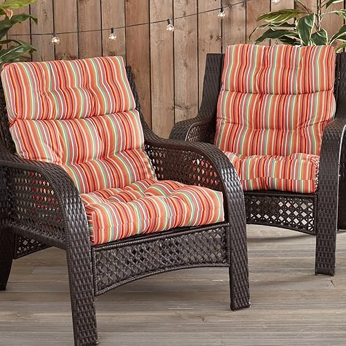 Miniatura 7 de South Pine Porch Cojín para silla de respaldo alto para exteriores, diseño Kinnabari Stripe 2 unidades