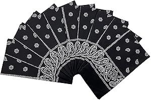 100% Cotton 10 Pack Fine Black Bandanas