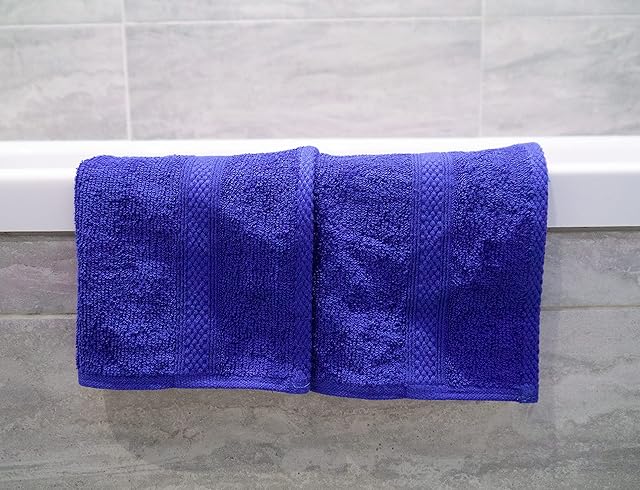 Lex's Linens Pack of 2 100% Combed Cotton Royal Blue Facecloths 30 x 30 cm
