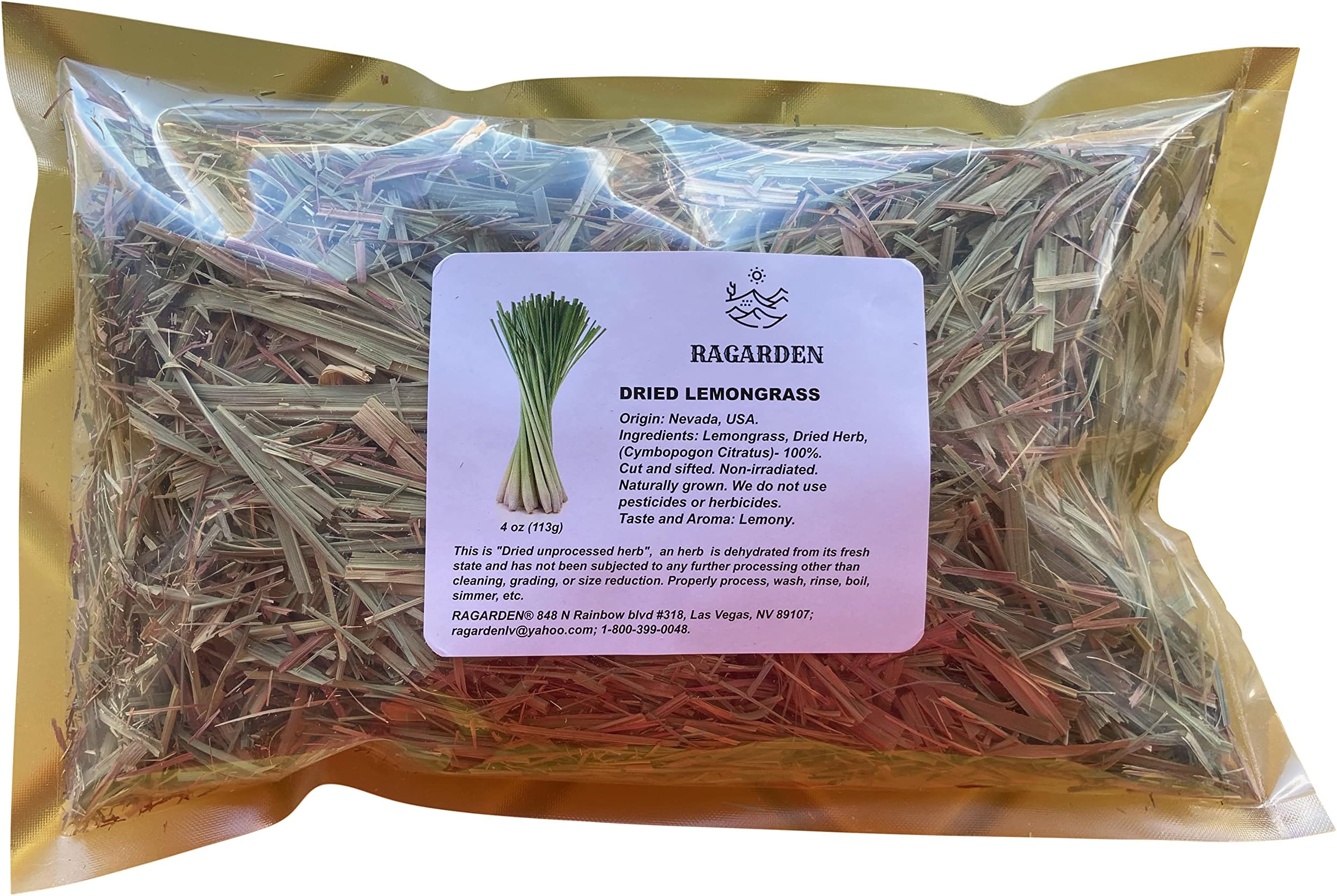 Lemongrass, Dried herb, 4 oz, Grown in USA.
