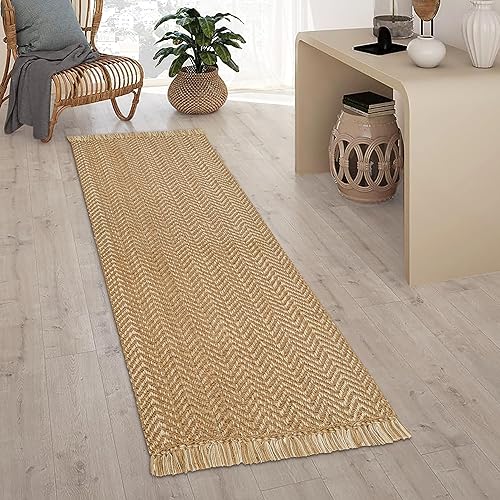 Miniatura 4 de THE BEER VALLEY Alfombras tejidas a mano 100% poliéster, 24 x 72 pulgadas, alfombras rústicas bohemias de granja, alfombras geométricas de enrejado