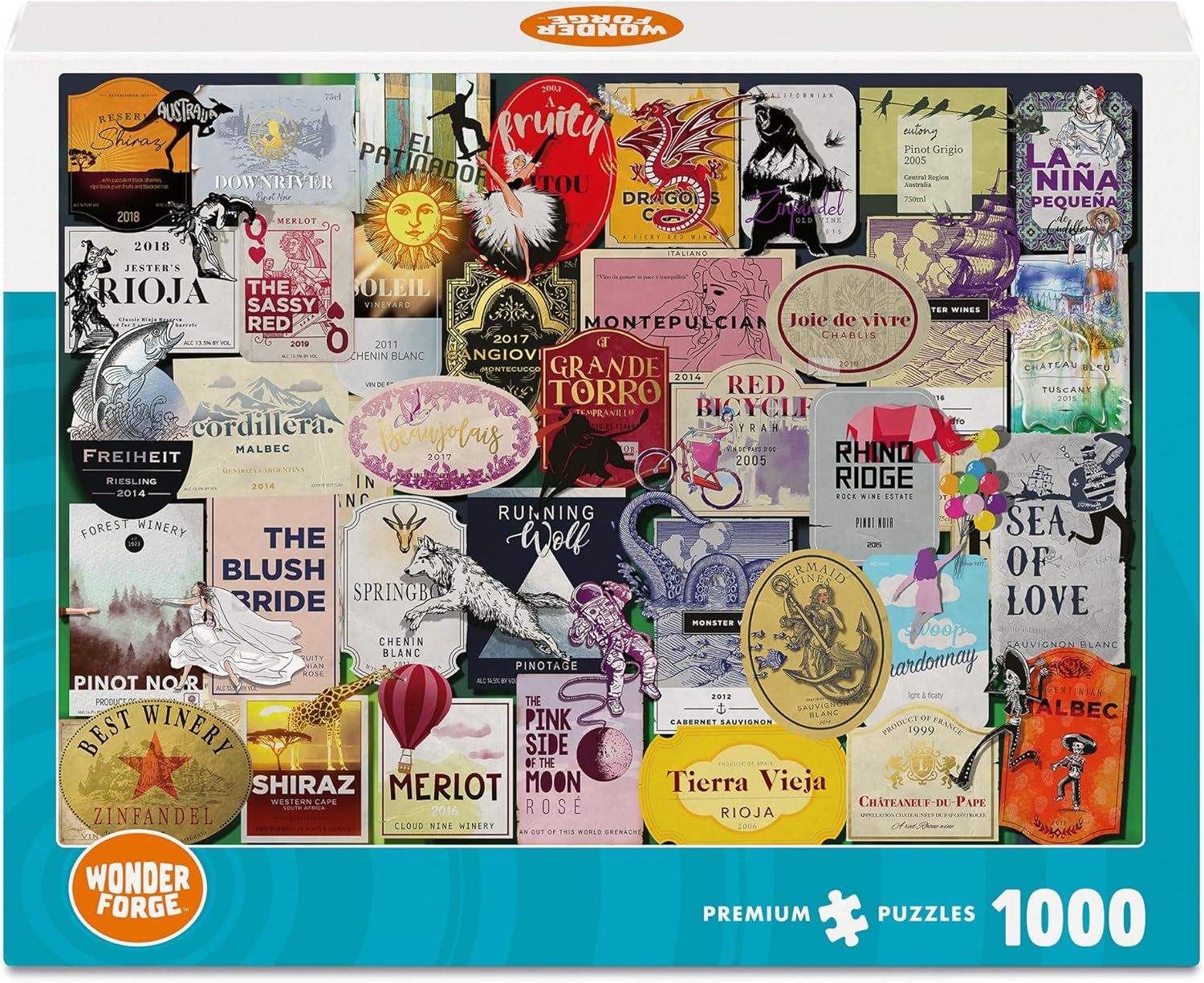 Wonder Forge Wine Labels 1000 Piece Jigsaw Puzzle for Adults | Unique, Perfectly-Fitting Pieces | Fun, Vibrant Imagery | Amazon Exclusive