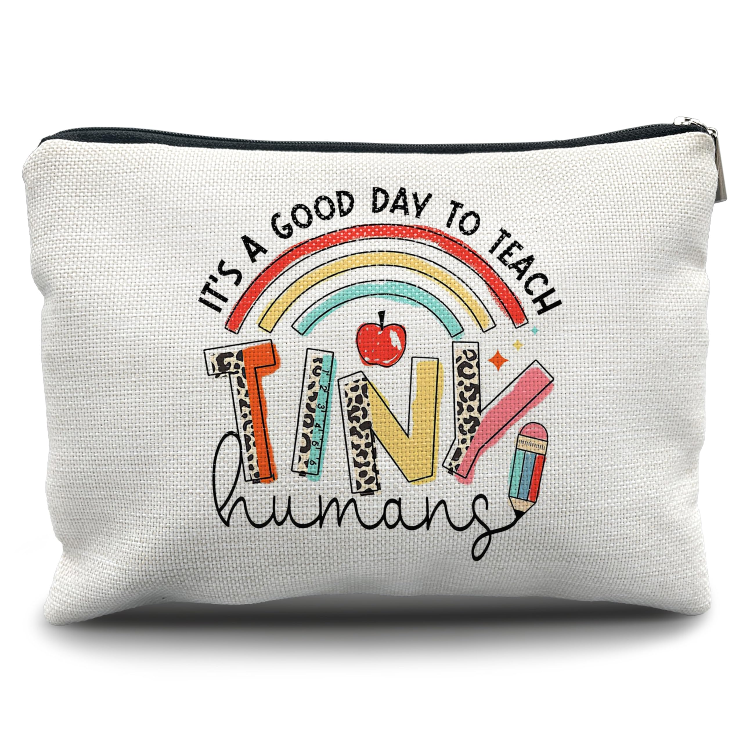 Nogrit Teacher Appreciation Gifts Makeup Cosmetic Bag,It's a Good Day to Teach Tiny Humans Teacher Leopard Makeup Travel Toiletry Bag,Back to School