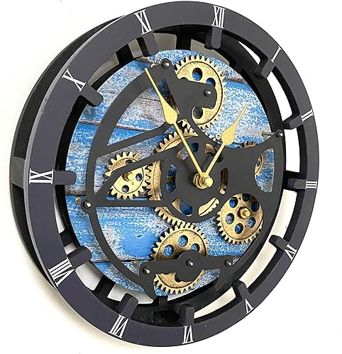 Vista 21 de ImprovingLife The Gears Reloj de escritorio de 10 pulgadas con engranajes móviles reales convertibles en reloj de pared (gris carbón)