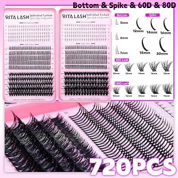 Lash Clusters Kit DIY Lash Extension Kit 3 Boxes Cluster Lashes 1930Pcs Cluster Eyelash Extensions Wispy Eyelash Clusters with Lash Bond&Seal,Gift Packs for Beginners Bulk Pack(12 Counts Lash Kit-1)