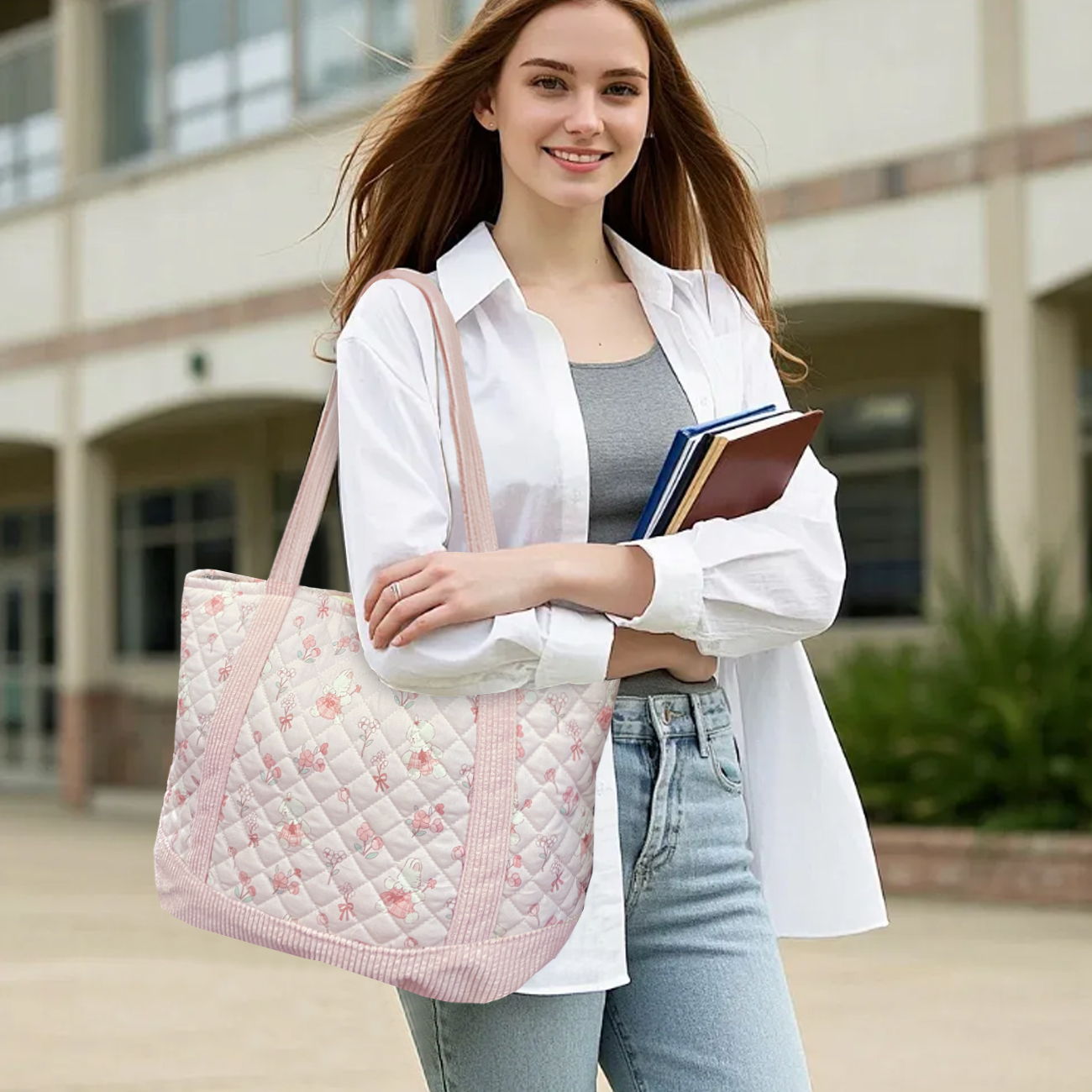 Bolso Tote Grande para Mujer con Cremallera y Diseño Floral miniatura 7