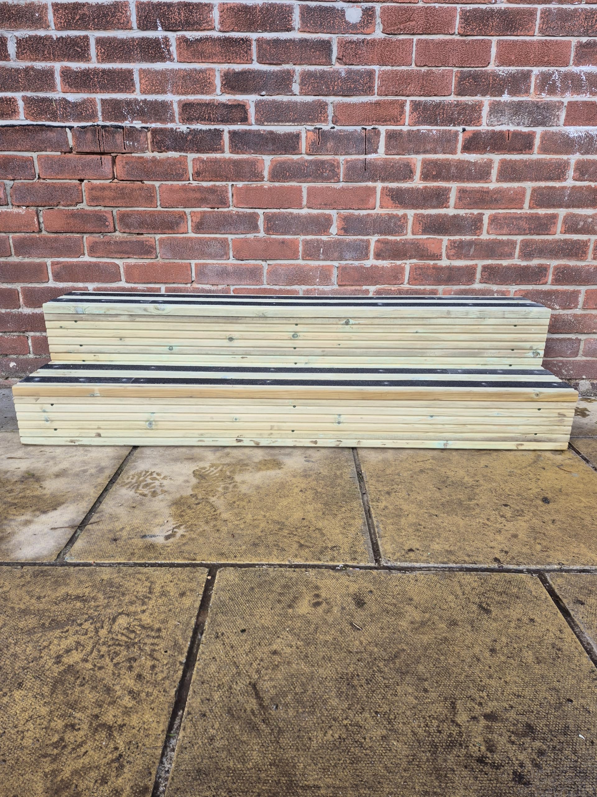 2 Tier Anti-Slip Wooden Deck Steps: Ready to use/Fully Assembled, Heavy Duty, Bespoke Sizes (25 cm Height + 110 cm Length)