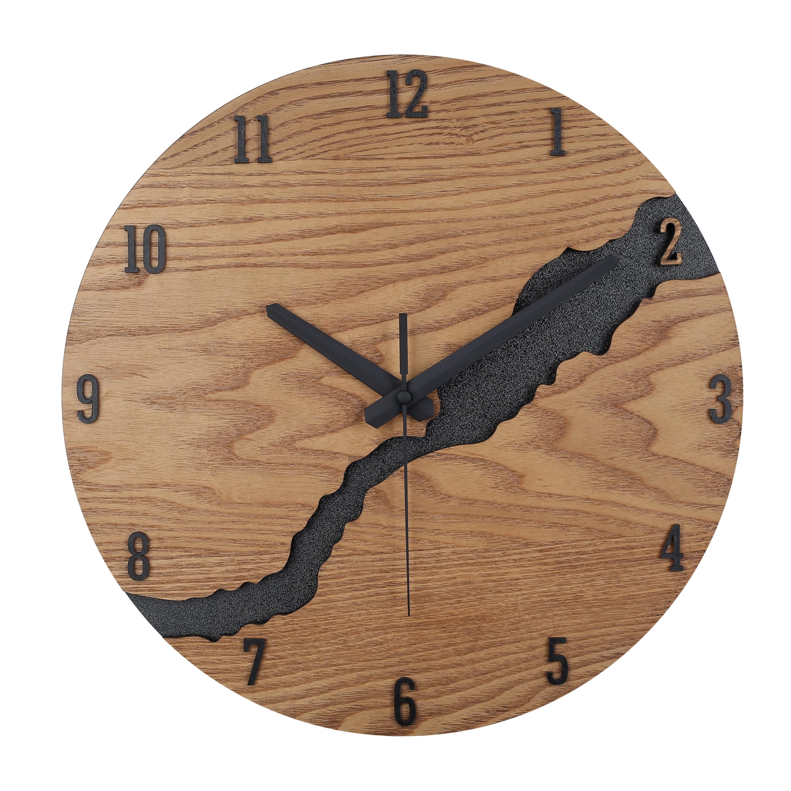 Beflourish Orologio da parete Legno con nummeri moderno silenzioso per Soggiorno, Camera da Letto, Cucina (40cm)