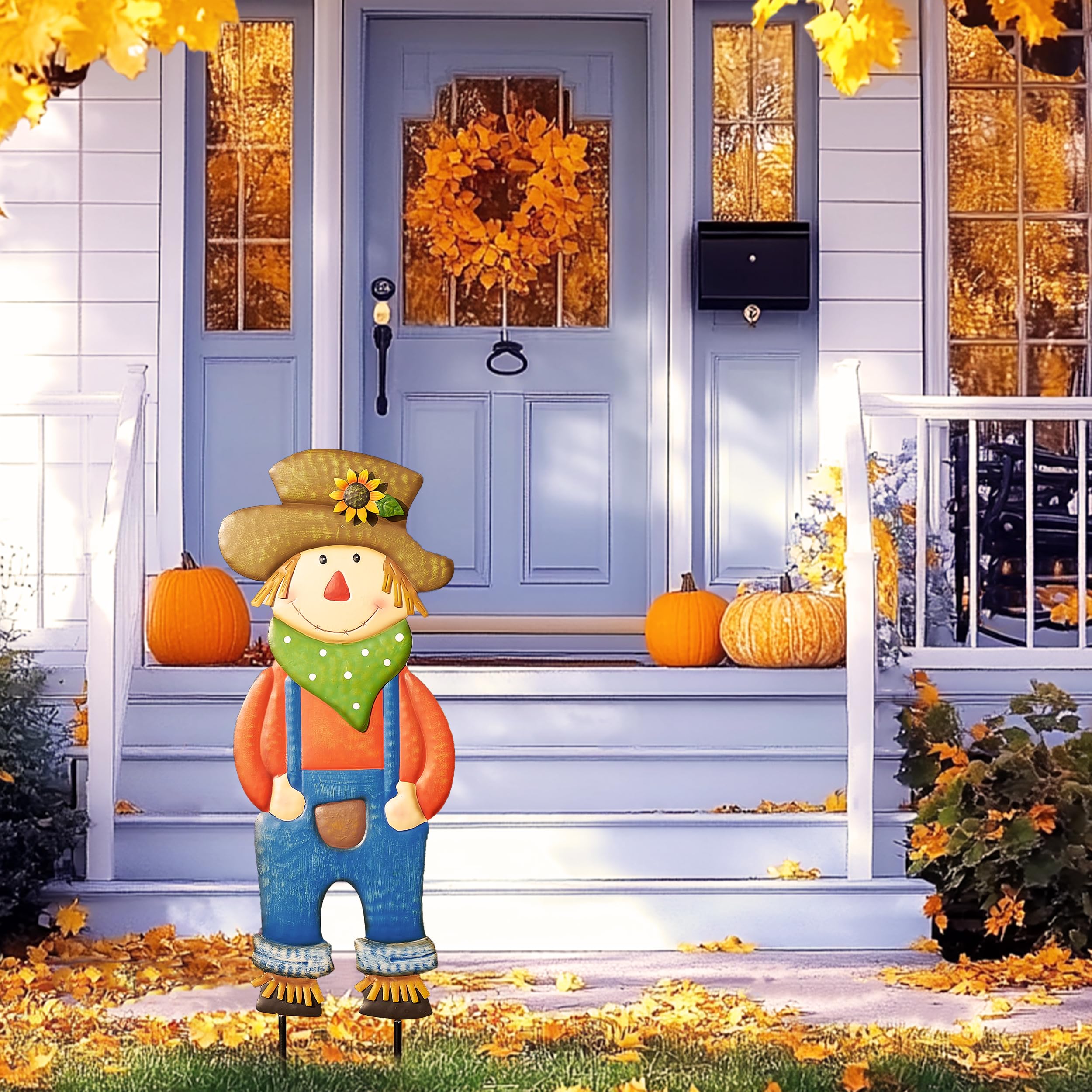 2 Figurines De Filles Citrouilles Pour Jardin - Décoration Automne Extérieur Résistante Aux Intempéries