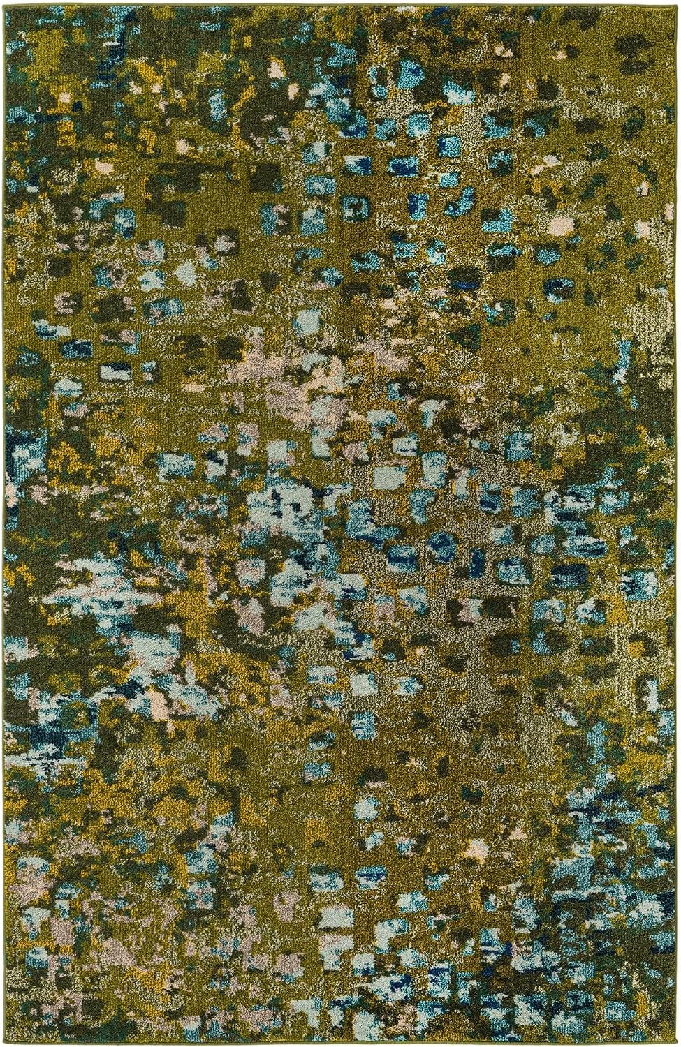 Unique Loom Jardin Collection Colorful, Vibrant, Abstract, Modern Area Rug, 5 x 8 ft, Green/Olive