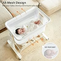 Vista 4 de VaVaSoo Cuna eléctrica para bebé, cama de malla con balanceo automático de 3 velocidades, 8 sonidos relajantes, control remoto, cuna de bebé