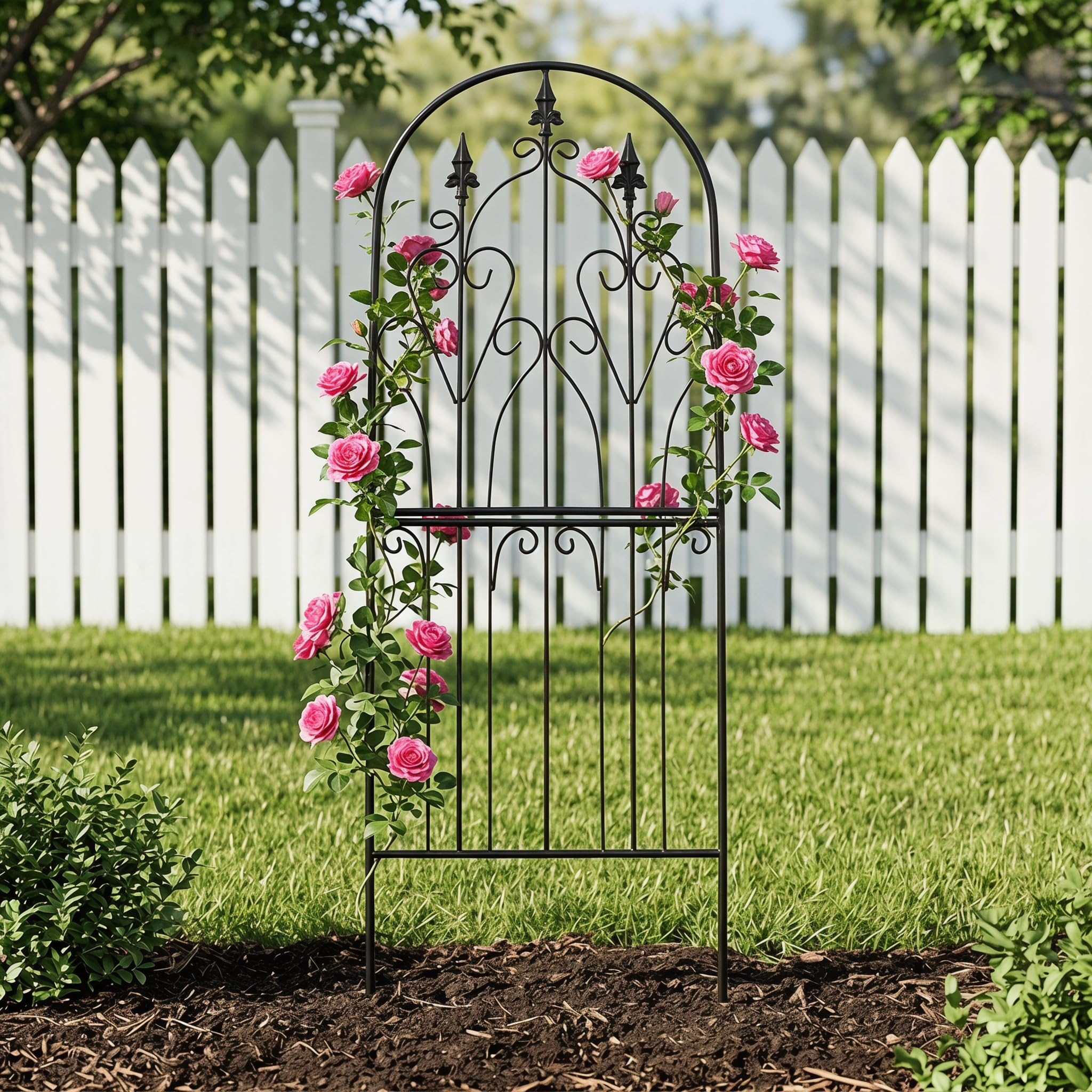Treillis pour Plantes Grimpantes 150 cm x 55 cm x 1,3 cm Métal Design Unique Structure Décorative de Jardin Résistante aux Intempéries Treillis Extérieur Décor Fleures Roses Vignes Lierre Clématites
