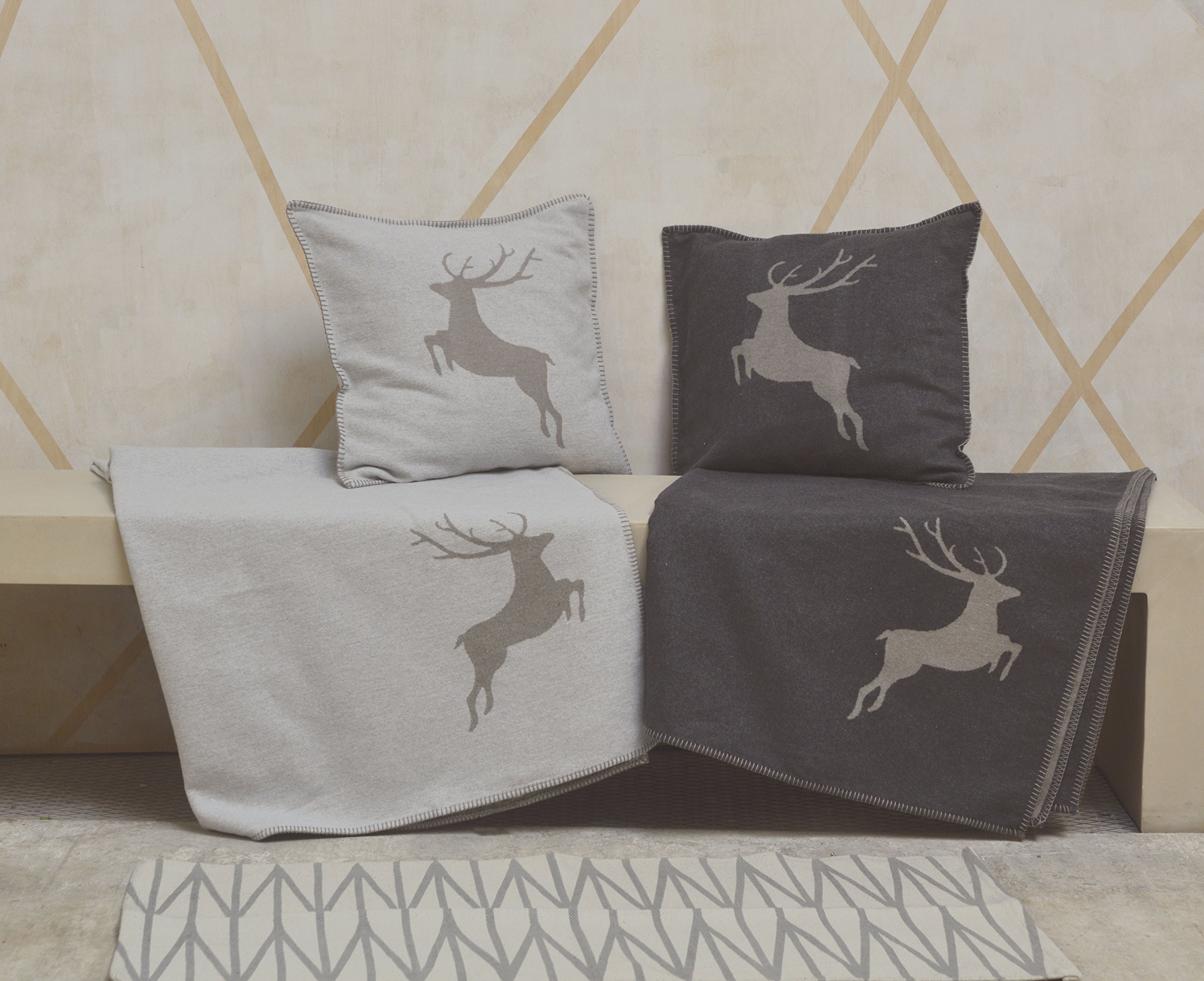 Cuscino David Fussenegger Nova – 60x60 Cm, Cotone Flanella Con Cervo (ecru/marrone)