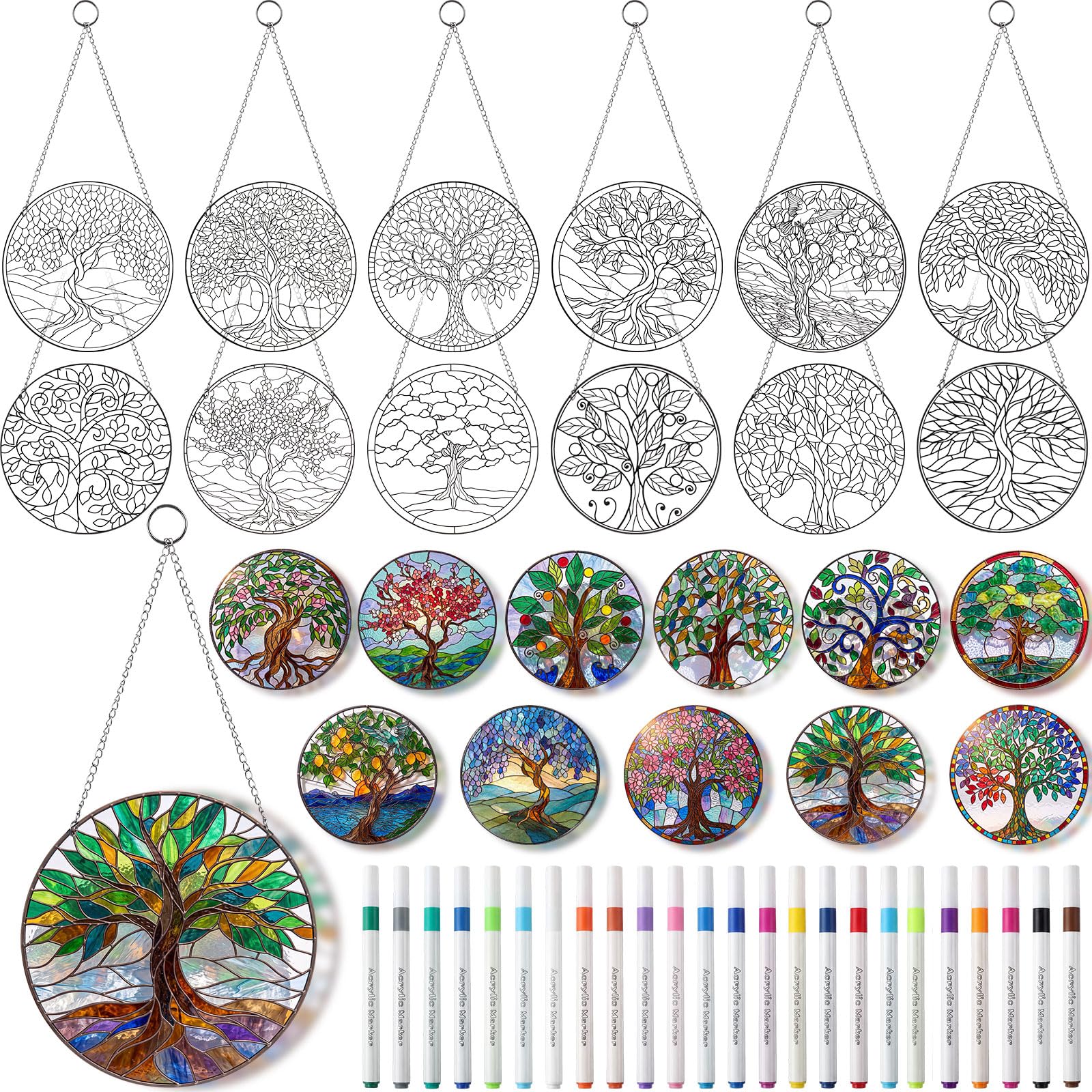 DIY Suncatcher Crafts Kit - Paint Floral Window Art -12