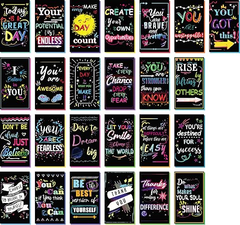 Iconikal 200-Count Inspirational Motivational Quote Cards, 3.5x2 inches, Blank Back