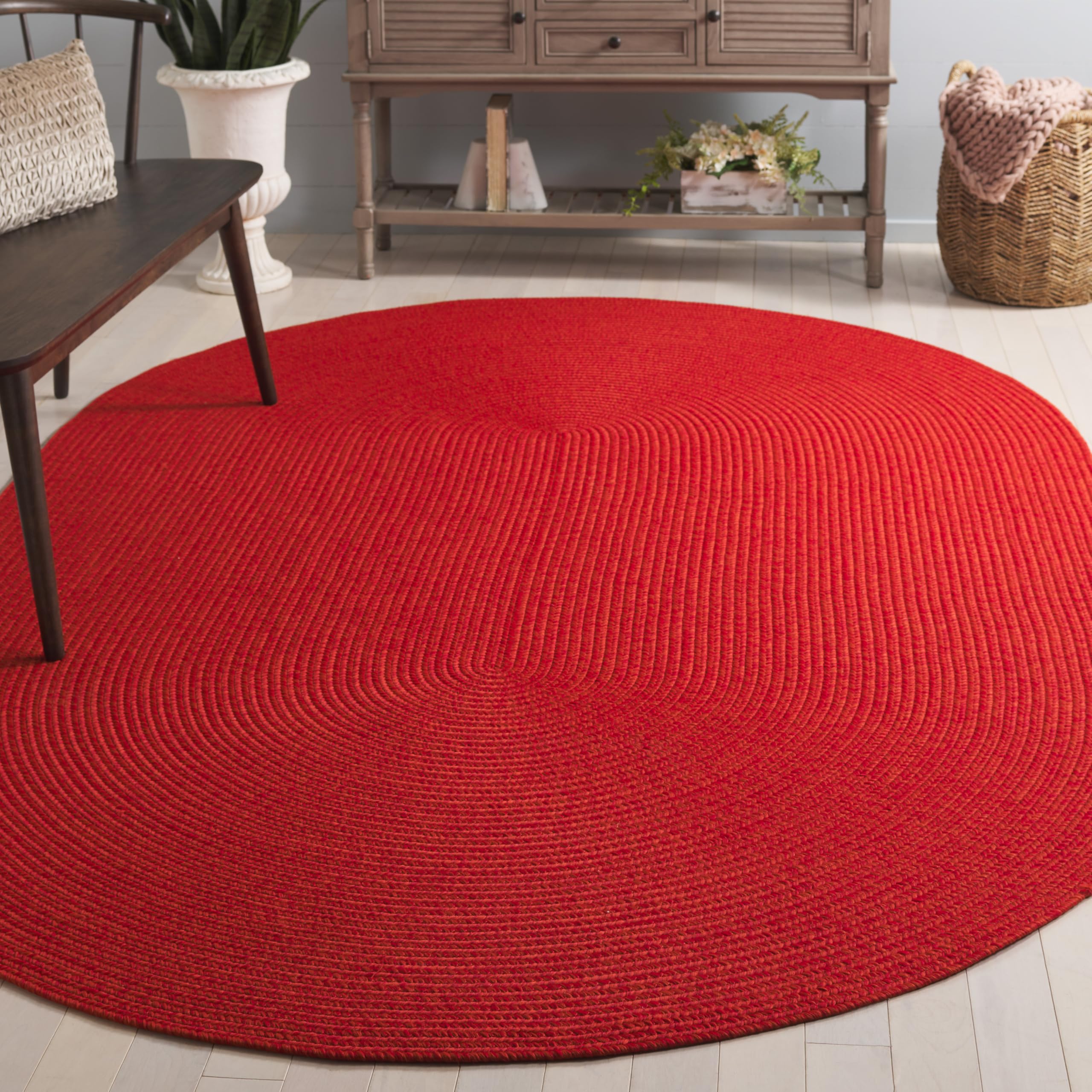 SAFAVIEH Washable Rug Outdoor Braided Collection - 3' x 5' Oval, Rust & Red, Handmade & Reversible, Non-Shedding & Easy to Clean, Ideal for Patio,