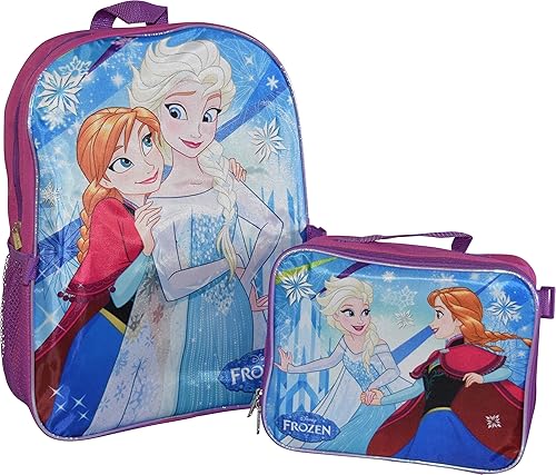 Vista 3 de Group Ruz Frozen Anna Elsa Mochila de 16 pulgadas con fiambrera desmontable a juego
