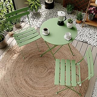 LAUSAINT HOME 3-Piece Steel Folding Bistro Set, Premium Weather-Resistan...