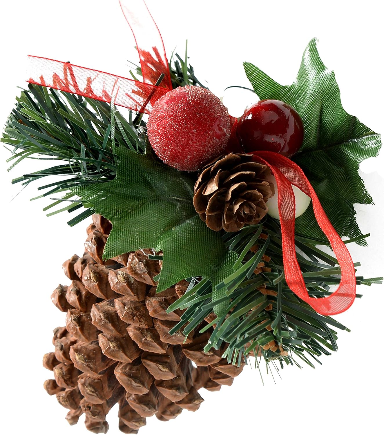 Decorated Pine Cone Christmas Decoration - Copper/Gold, Pack of 5