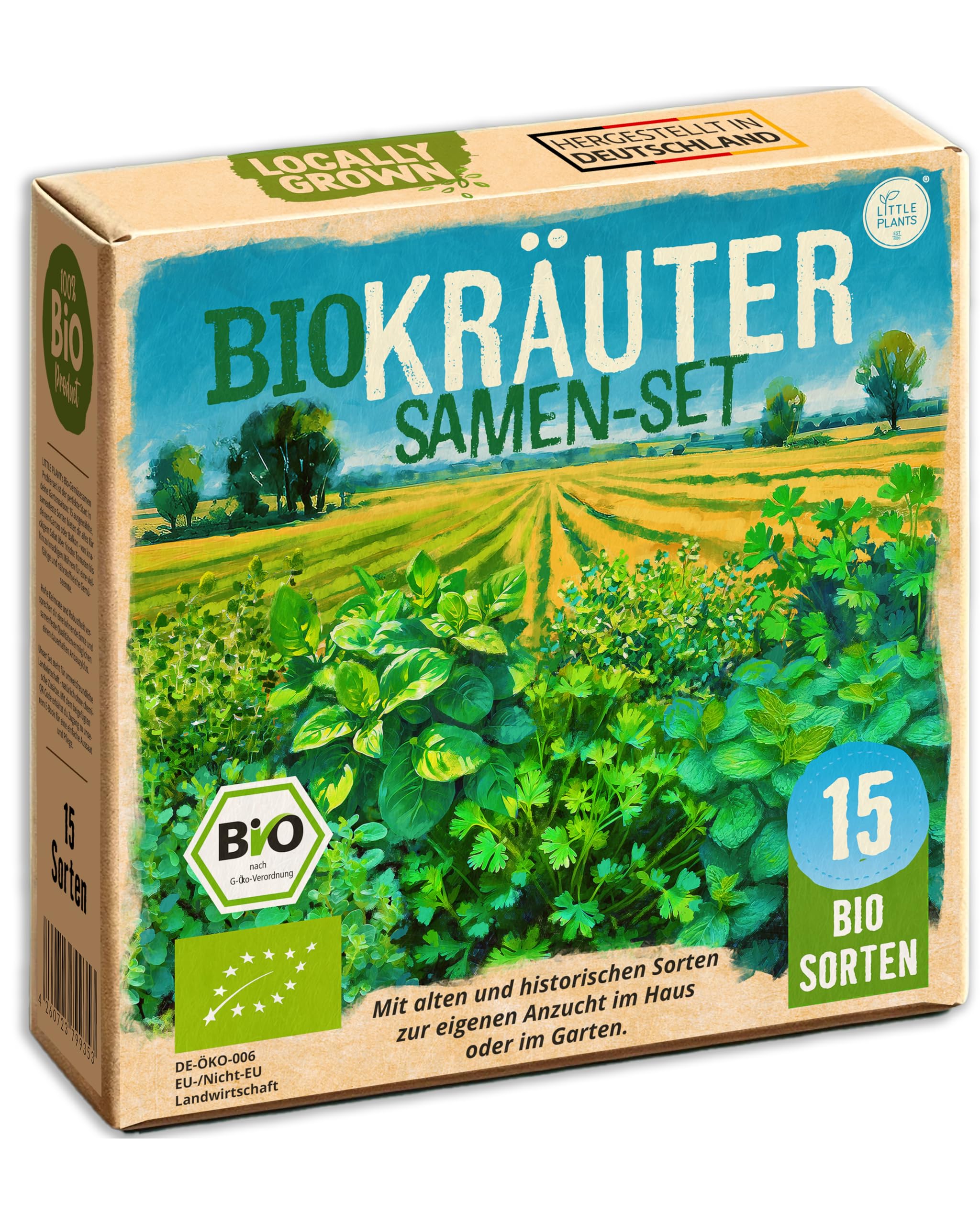 Bio Kräuter Samen Set - 15 Sorten Samen - Kräutersamen - Saatgut Kräuter - Hochbeet Zubehör - Sämereien Saatgut Set Basilikum Schnittlauch & mehr (inkl. E-Book)
