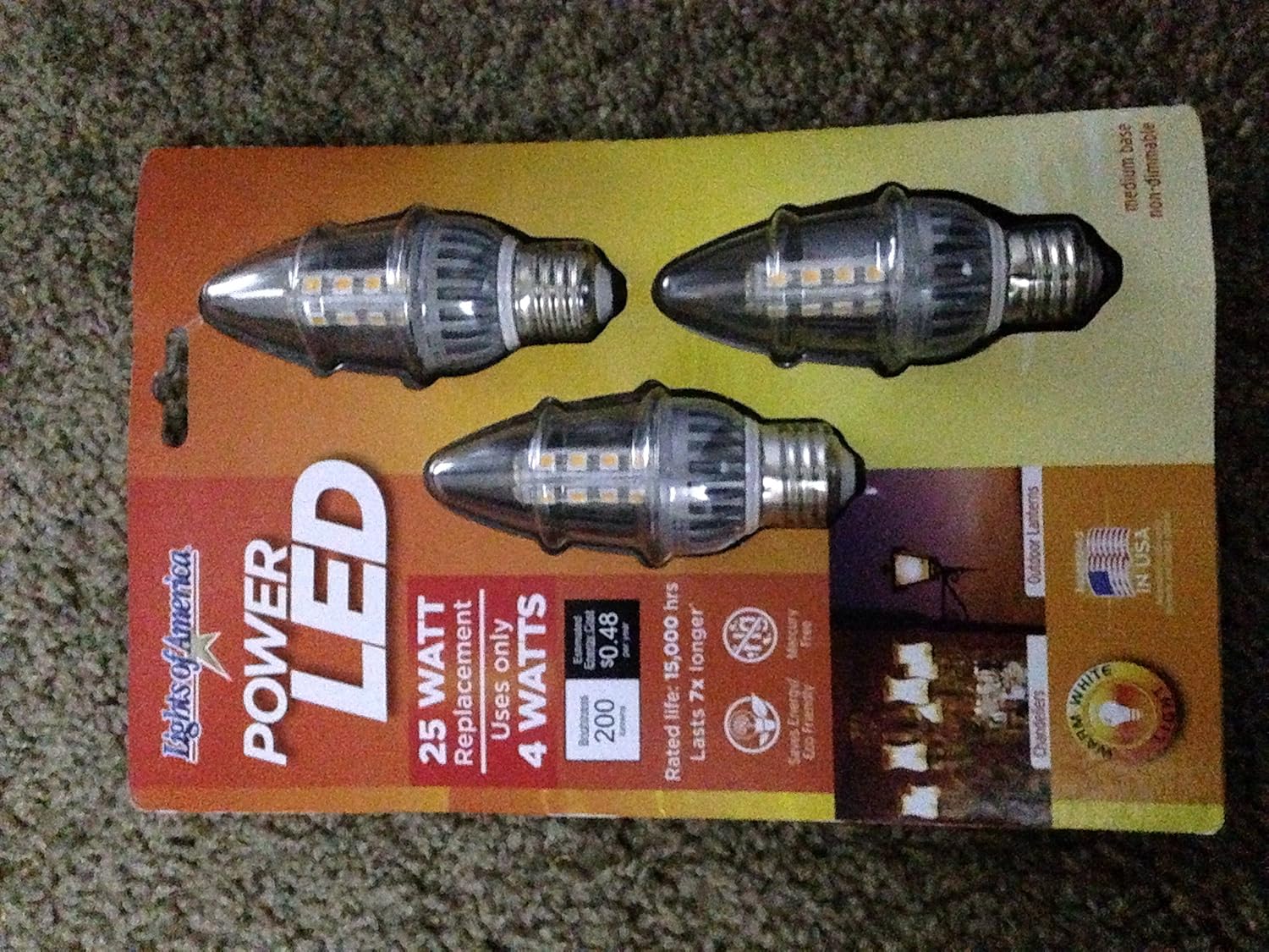 Lights of America High Power LED Chandelier Bulb (2525ledslf33p) 3 Pack Uses