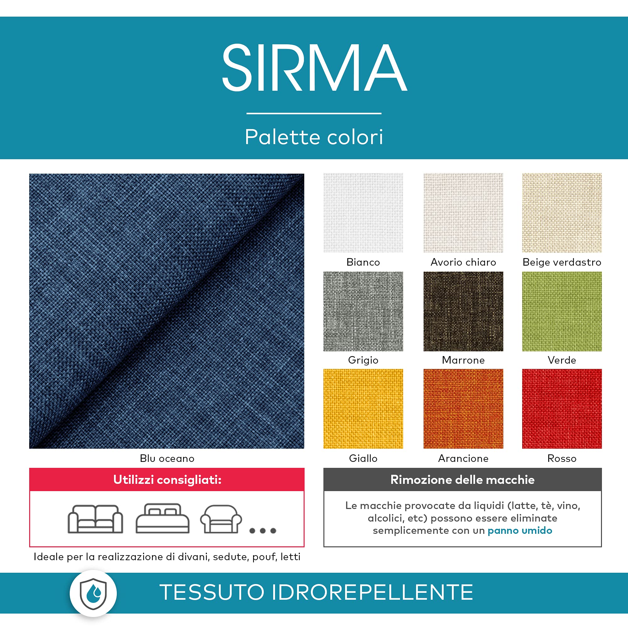 DESHOME Sirma 5 Meter - Stoff Meterware Wasserabweisend widerstandsfähige h 140 cm Stoffe für Sofakissen, Möbelstücke, Stühle Beziehen Grau