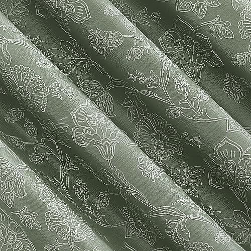 Miniatura 4 de Sun Zero Brookhaven - Juego de 2 paneles de cortinas plisadas bordadas con aspecto floral 100 % opaco, con pestaña trasera, 50 x 84 pulgadas, verde