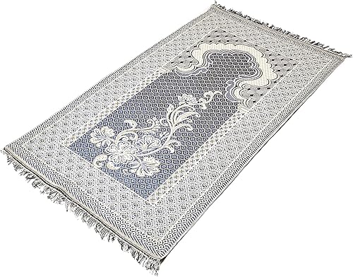 Miniatura 3 de Alfombra de oración musulmana otomana de estilo turco, patrón floral con bonitos regalos islámicos (dos finas alfombras de oración regaladas)