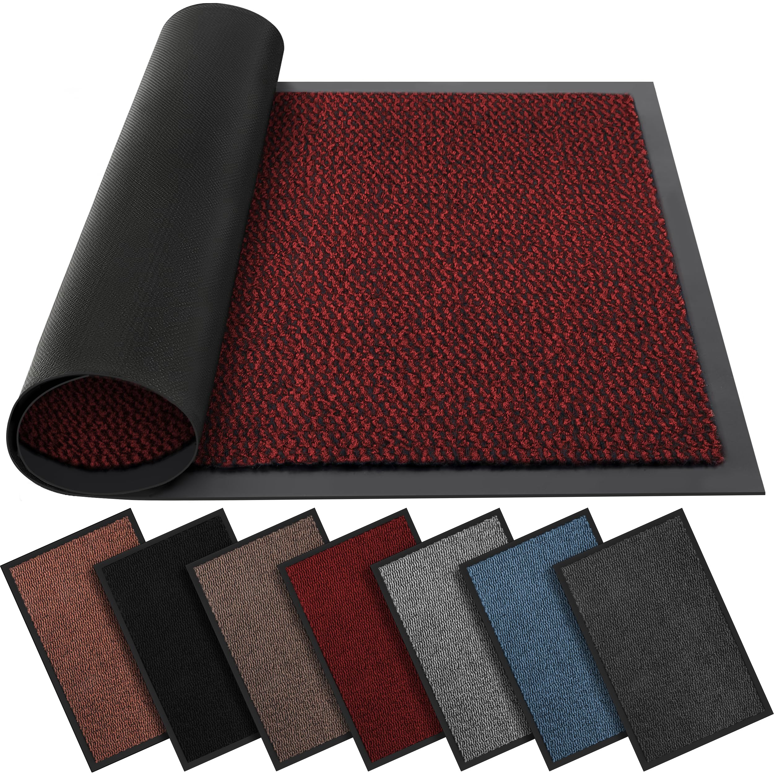 BLADO Washable Door Mats Indoor & Outdoor - Non-Slippery Heavy Duty Doormats Indoor - Stylish & Large Rubber Door Mat - Perfect Dust Grabbing Outdoor & Indoor Door Mat (Red, 60cm x 120cm)