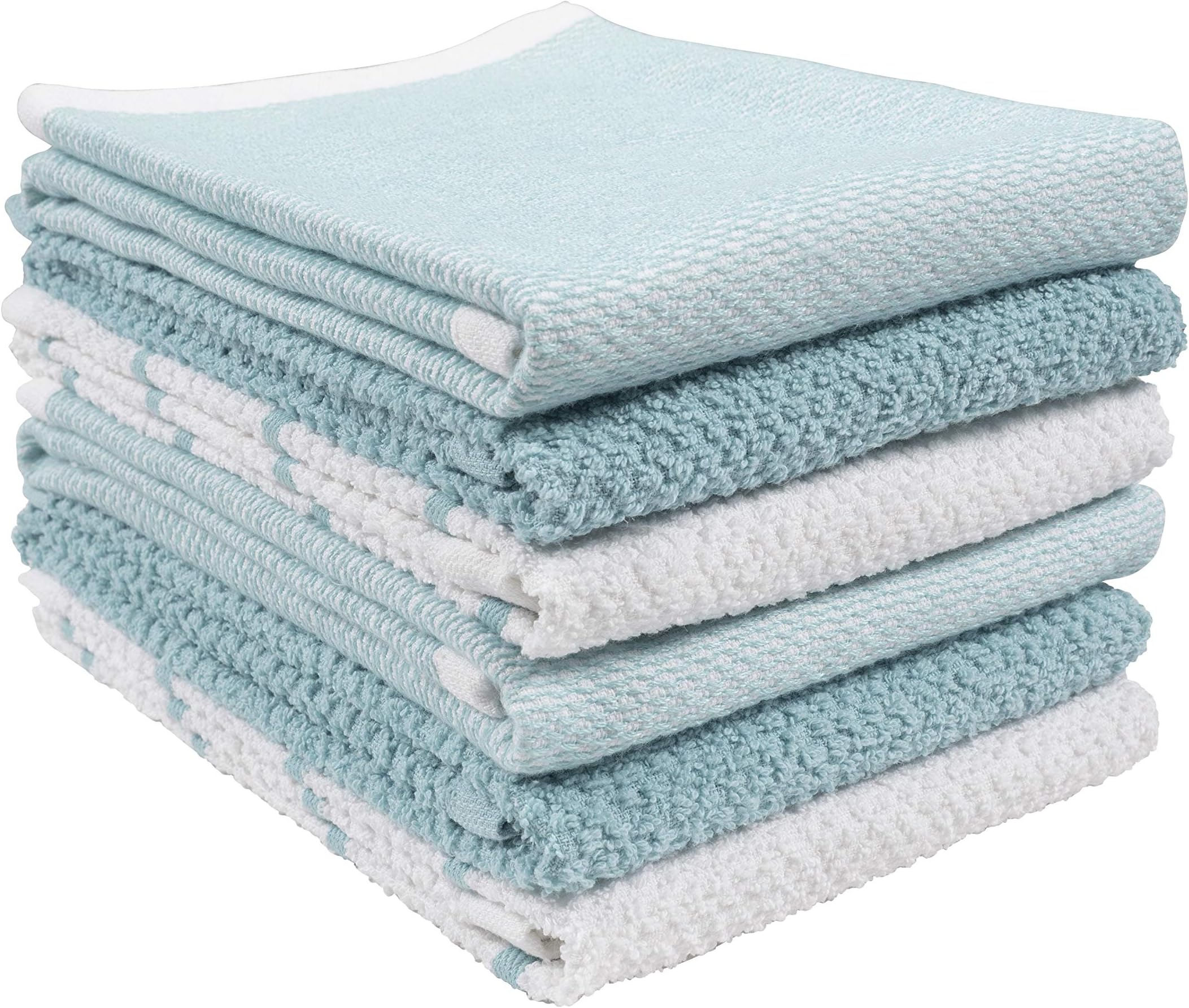 Ayesha Curry Mixed Utility Kitchen Towel Set, Mixed Terry Kitchen Towels, Set of 6, Aqua
