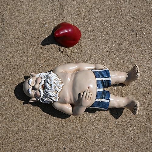 Miniatura 2 de FICITI Divertida estatua de gnomo de jardín para tomar el sol, gnomo de césped, gnomo hilarante, gnomo relajante, bonita decoración de jardín