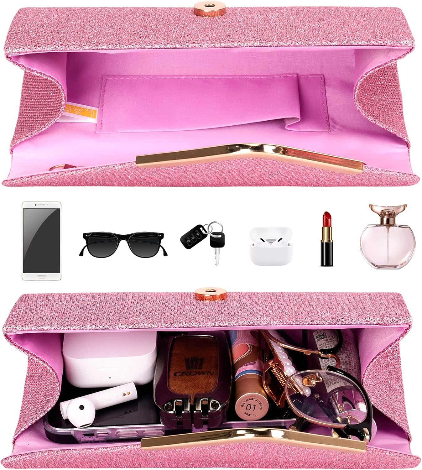 Larcenciel Clutch Purses for Women, Shiny Sequin Envelope Clutch Evening Bag with Chain, Fashion Sparkly Party Prom Purse - Image 5