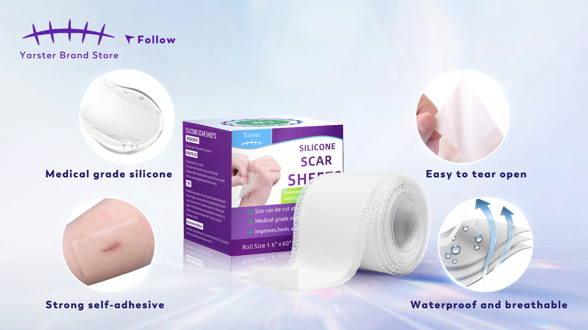 Amazon.com : Yarster Silicone Scar Sheets, Medical Grade Scar Tape