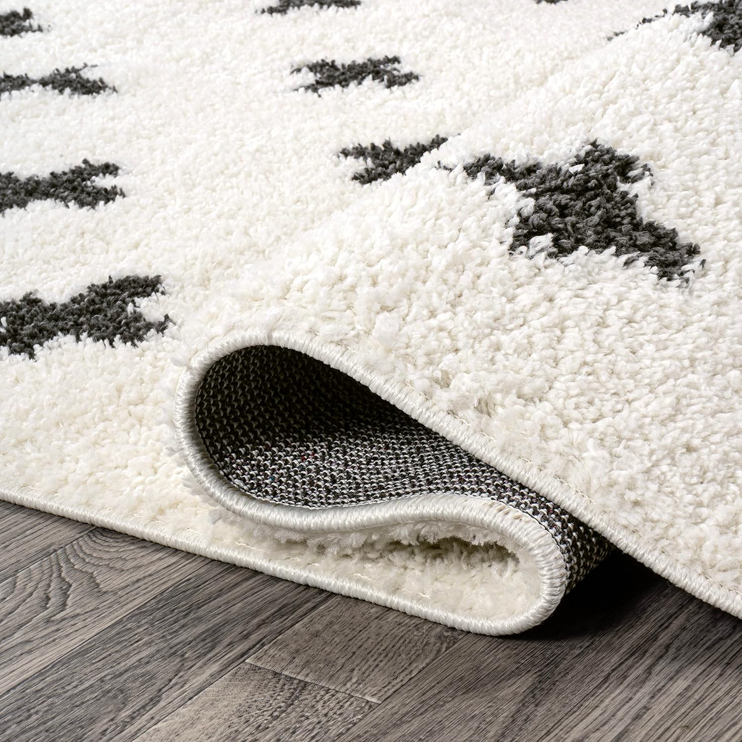 JONATHAN Y Cristo Berber Geometric Shag White/Gray Indoor Area Rug, 3x5, Bohemian, Contemporary, Easy-Cleaning for Living Room, Bedroom, Kitchen, Pet Friendly, Non-Shedding (MOH403A-3)