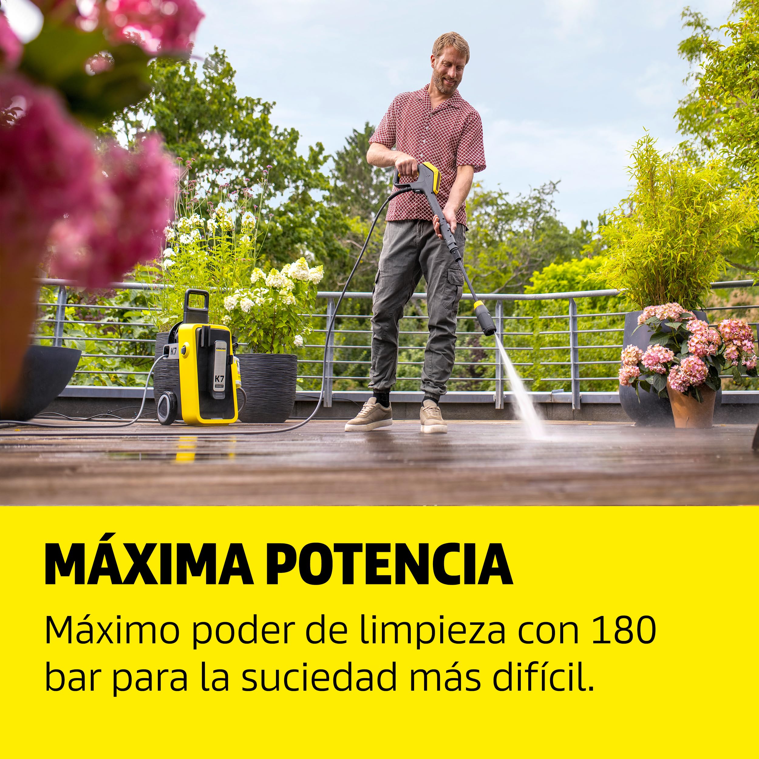 Kärcher hidrolimpiadora K 7 Comfort Premium Connect Home, presión: máx. 180 Bar, caudal: 600 l/h, área: 60 m²/h, Manguera de Alta presión, Tambor para Manguera, Control Mediante App, Home Kit