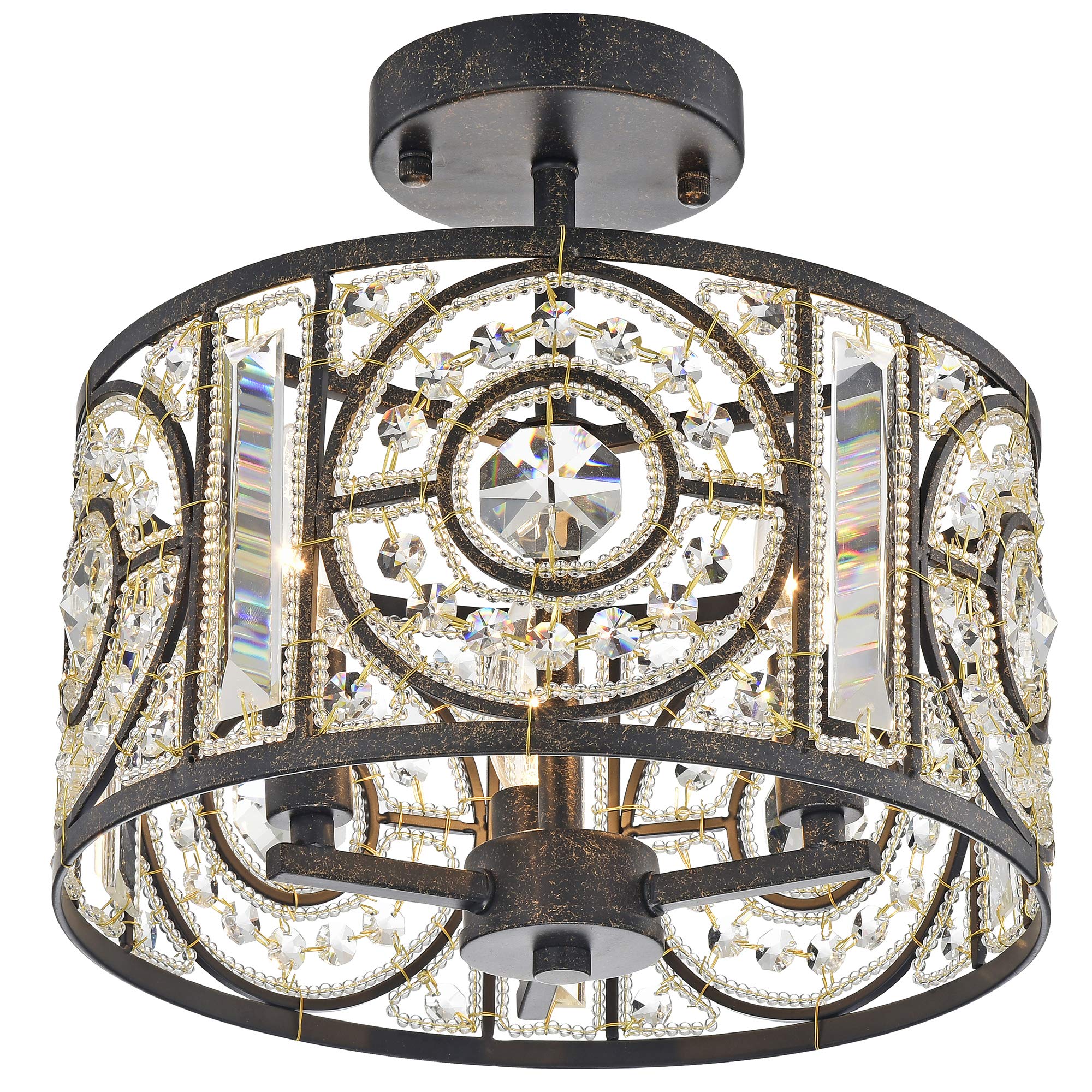 Warehouse of TiffanyIMC79F/3AB Mika Bronze 3-Light Semi Flush Mount