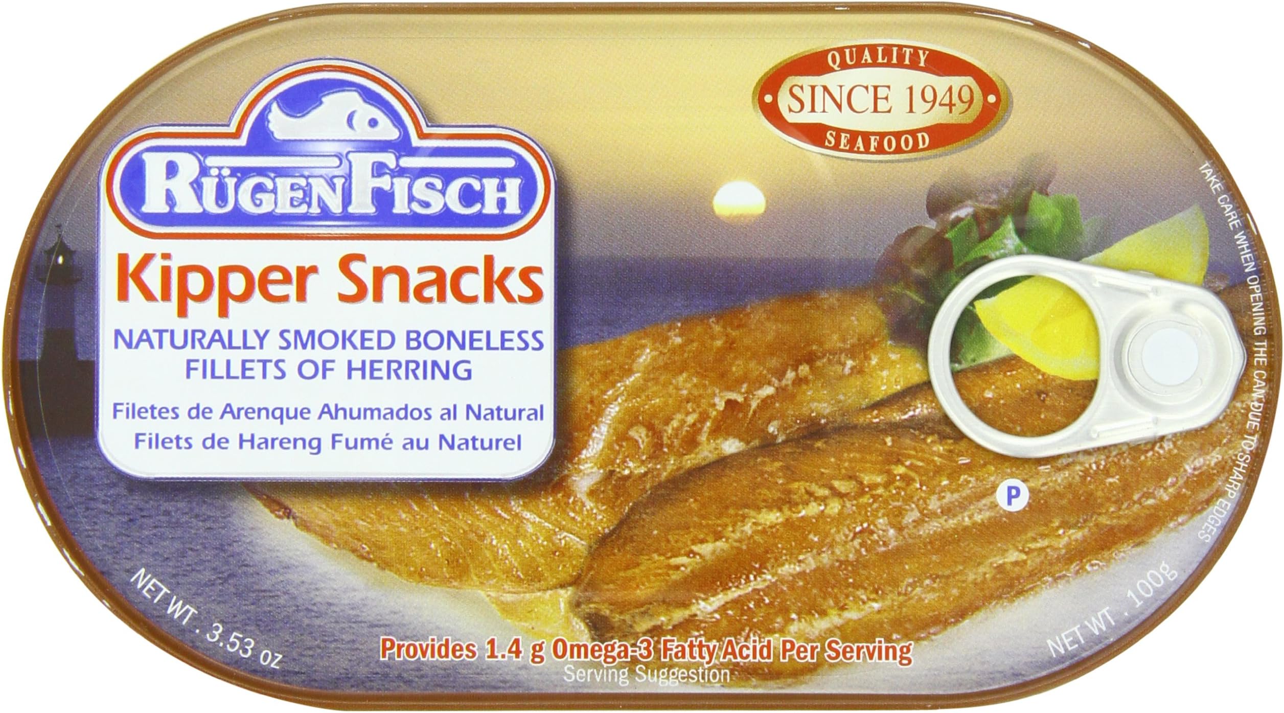 RügenFisch Kipper Snacks Herring Fillets, 3.53 Ounce
