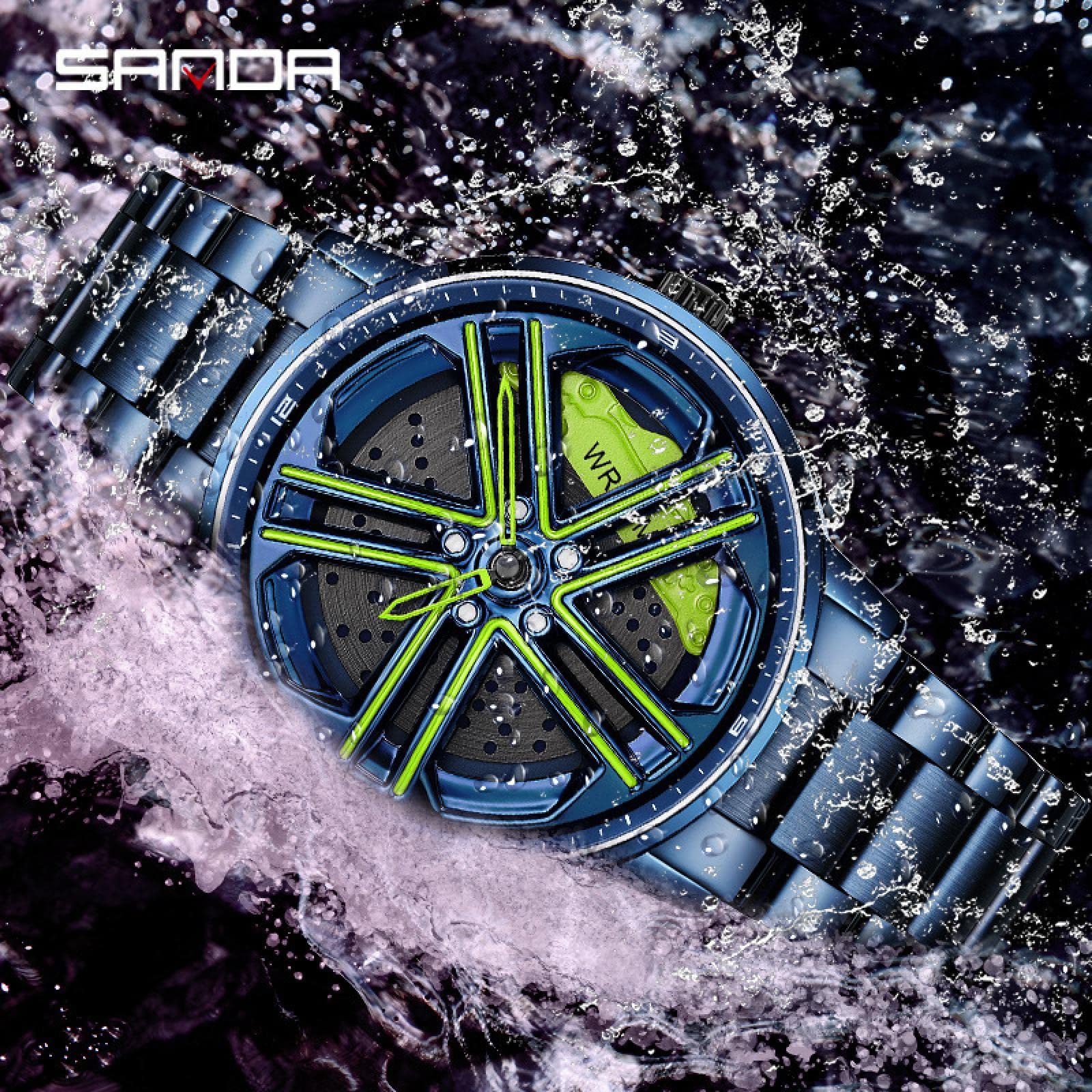 Herren Uhr Automatik Wasserdicht Herrenuhr Hohl Quarzuhr Motorsport Herren Armbanduhr Titan Edelstahl/Lederarmband Uhren Herren